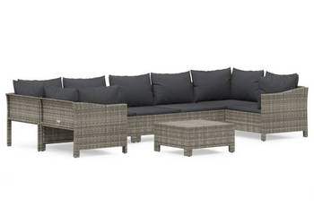 8-cz. zestaw wypoczynkowy do ogrodu poduszki rattan PE szary WM-3187303