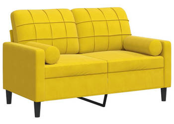 2-osobowa sofa z poduszkami żółta 120 cm aksamit WM-3278215