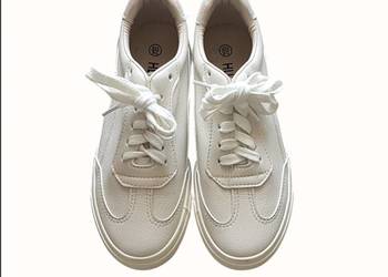 Trampki damskie białe klasyczne niskie sznurowane ekoskóra Huanyue 36