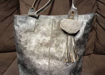 Uniwersalna Torebka Skórzana Genuine Leather w Motyle Stare Złoto