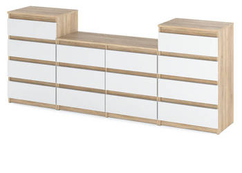 Komoda 14 Szuflad Stolik Szafka Rtv 220cm Nowoczesna Salon Dąb Sonoma Biały