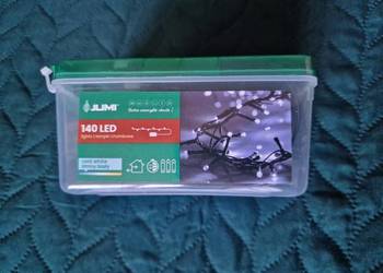 NOWE Lampki choinkowe 140 LED wewnętrzne/zewnętrzne, zimny biały,timer