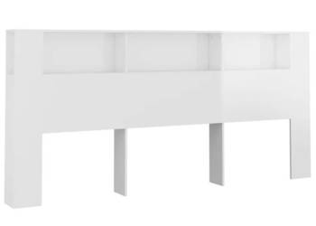 Wezgłowie łóżka z półkami biel z połyskiem 220x185x1045 cm WM-811967