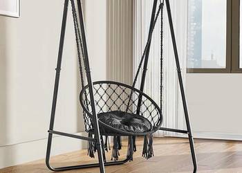 Fotel Wiszący Ze Stelażem Do Ogrodu Czarny Używany