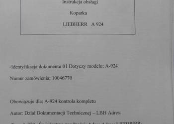 dtr instrukcja obsługi koparka liebherr A924 i inne