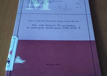 Atlas widm łukowych 70 pierwiastków do spektrografu dyfrakcyjnego Gądek