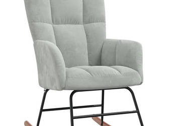 Fotel bujany jasnoszary tapicerowany aksamitem WM-328139