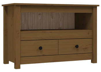 Szafka pod TV miodowy brąz 79x35x52 cm lite drewno sosnowe WM-821500