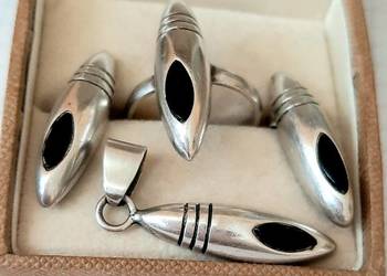 Srebro 925 komplet z czarnym kamieniem