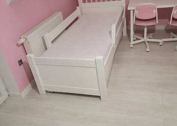 Łóżko Drewniane Białe+2szuflady i materac