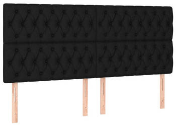 Zagłówek do łóżka z LED czarny 180x7x118/128 cm tkanina WM-3122776
