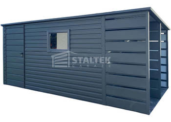 Schowek Domek ogrodowy 3,8x2,5 + wiata 1,2 drzwi okno dach ST103