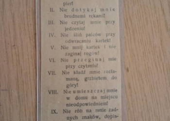 "10 próśb książki do czytelnika" - zakładka z lat 20/30-tych