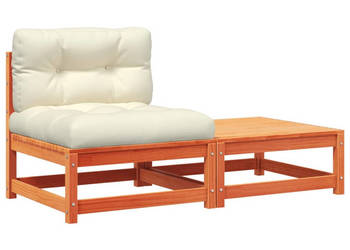 Ogrodowa sofa bez podłokietników z poduszkami i podnóżkiem WM-838138