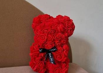 Miś z róż prezent Just for You z różyczek czerwony duży 25cm