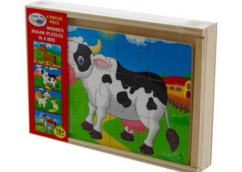 DREWNIANE  PUZZLE FARMA  4 W 1