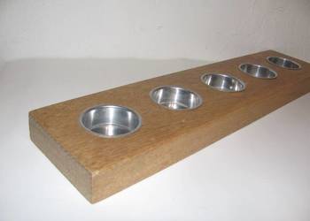świecznik listwa z drewna na 5 wkładów beż 38x9x2,5 cm