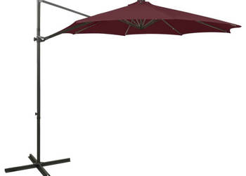 Parasol wiszący z LED i słupkiem bordowy 300 cm WM-312342