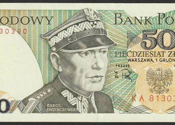 POLSKA 50 ZŁOTYCH 1988 - ŚWIERCZEWSKI - STAN BANKOWY UNC