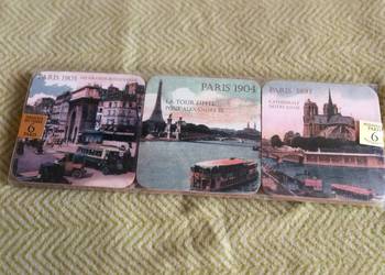 Komplet podkładek pod szklanki / kufle PARYŻ Retro Vintage 6 szt. Nowe /Fol