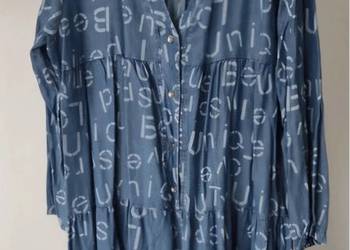 SUKIENKA TUNIKA niebieska jakby jeansowa w litery  plus size XXL