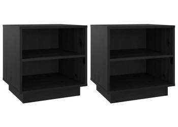Szafki nocne 2 szt. czarne 40x34x40 cm lite drewno sosnowe WM-813334