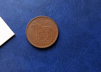 Stare monety 5 ore 1963 Norwegia