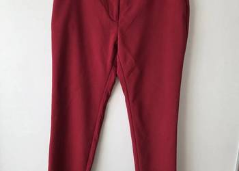 Bordowe spodnie materiałowe proste chinosy z paskiem L