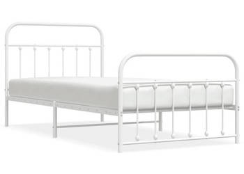 Łóżko Metalowe Białe Rama Łóżka Ze Stelażem Biała 107x203 cm WM-352641