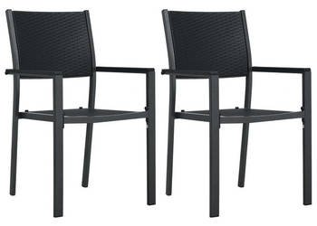 Krzesła ogrodowe 2 szt. czarne plastik stylizowany na rattan WM-47889