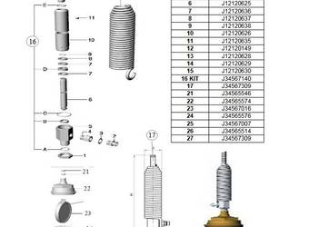 Zestaw uszczelek 4-5-6-8 drąż śr. 16