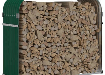 Stojak na drewno zielony 120x45x100 cm stal galwanizowana WM-364543