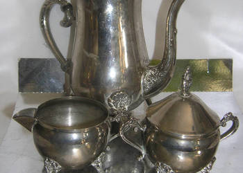 metalowy komplet 01 cukiernica mlecznik imbryk vintage_Dd
