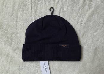 Nowa granatowa ciepła czapka Calvin Klein unisex