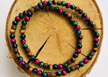 Korale naszyjnik z ceramiki i drewna