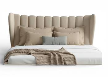 BEŻOWE łóżko tapicerowane JASMINE 160x200 z pojemnikiem, stelażem