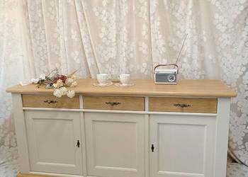 Komoda trzydrzwiowa beżowa prowansalska rustykalna masywna DOWÓZ