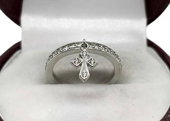 Nowy Srebrny Pierścionek Próby 925 3,14g Rozmiar 17 Cyrkonie Krzyżyk