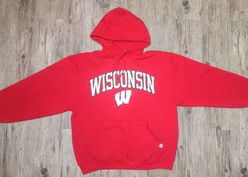 Kultowa bluza z kapturem Wisconsin Badgers vintage retro Russel Athletic L