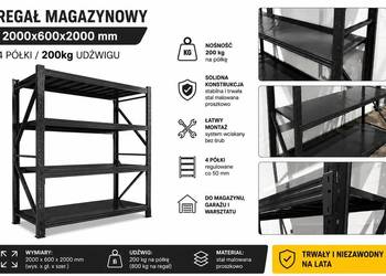 Regały magazynowe 200x60x200cm