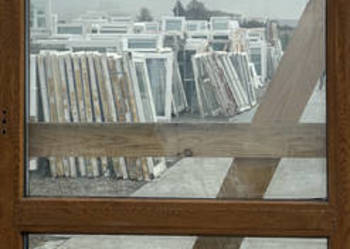 OKNA KacprzaK Witryna 81X225 FIX Używany PCV Plastikowy Złoty Dąb