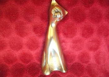 Kot - smukły kotek z mosiądzu - 15 x 5,5 x 5 cm