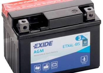 Akumulator motocyklowy 3Ah 50A  EXIDE ETX4L-BS YTX4L-BS 12V