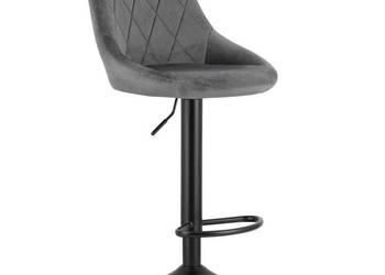 Hoker stołek barowy obrotowy regulacja wysokości podnóżek welur szary