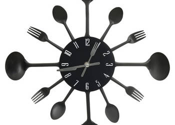 Zegar ścienny z łyżek i widelców czarny 40 cm aluminium WM-325163