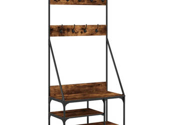 Wieszak na ubrania z miejscem na buty opalany dąb 80x40x184 cm WM-837864