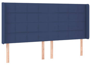 Zagłówek do łóżka z LED niebieski 203x16x118/128 cm tkanina WM-3124076