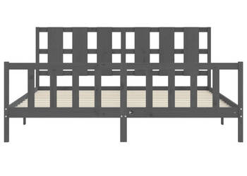 Rama łóżka z wezgłowiem szara lite drewno 200x200 cm WM-3192253