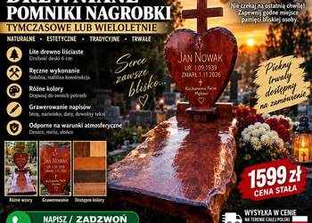 Nagrobek drewniany, pomnik, SERCE z krzyżem, obudowa grobu z grawerem