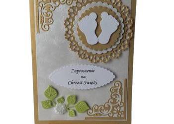 Zaproszenia Chrzest Stopki W Serwetce C6 Złoto